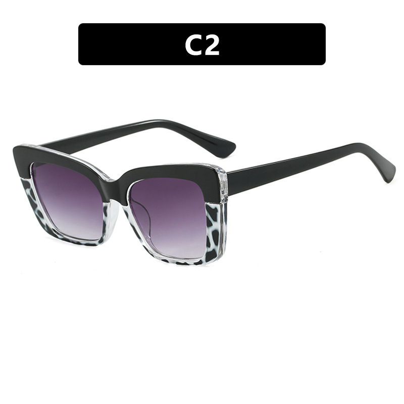 Color Block Square Sunglasses Trendy UV 400 Protection Shades for Women Fashion Retro Over sized Frame