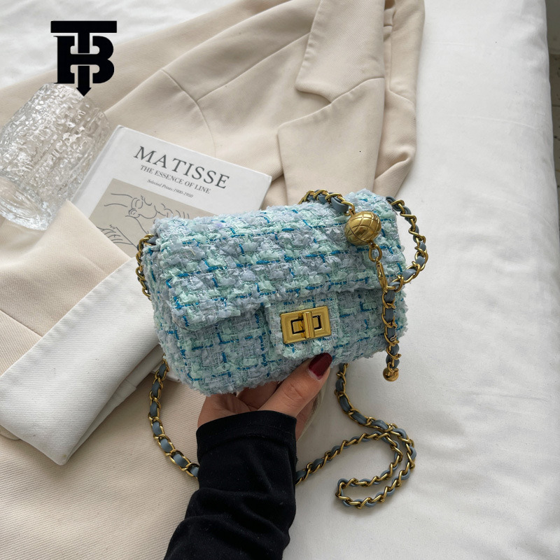 TB BHULAMTE Designer Luxury Women's New Small Fragrant Wind Bag Handbag Mini Fashion Cotton And Hemp Crossbody Bag Small Bag Cute Shoulder Bag