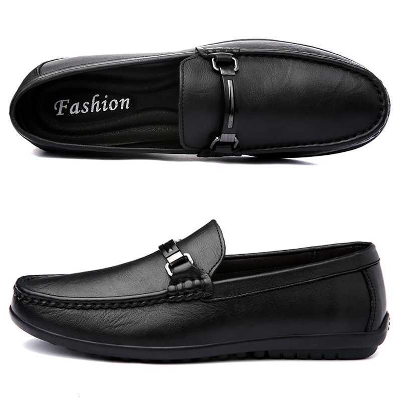 Loafers Men Slip Casual Leather Shoes for Men Black Brown Fi Trendy Italian Luxury Designer Brand LoaferXJ250827