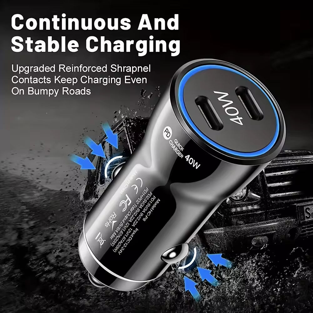 60W 40W Dual USB C Ports Car Charger Type c PD Chargers Adapter For Iphone 15 16 17 Plus Samsung S24 S25 htc lg android phone With Retail Box