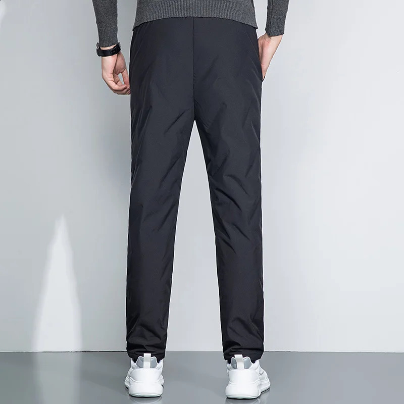 Mens Lightweight Duck Down Puff Pants Winter Cosy Warm Padded Straight Trousers Business Casual Menswear Leisure Style 250826