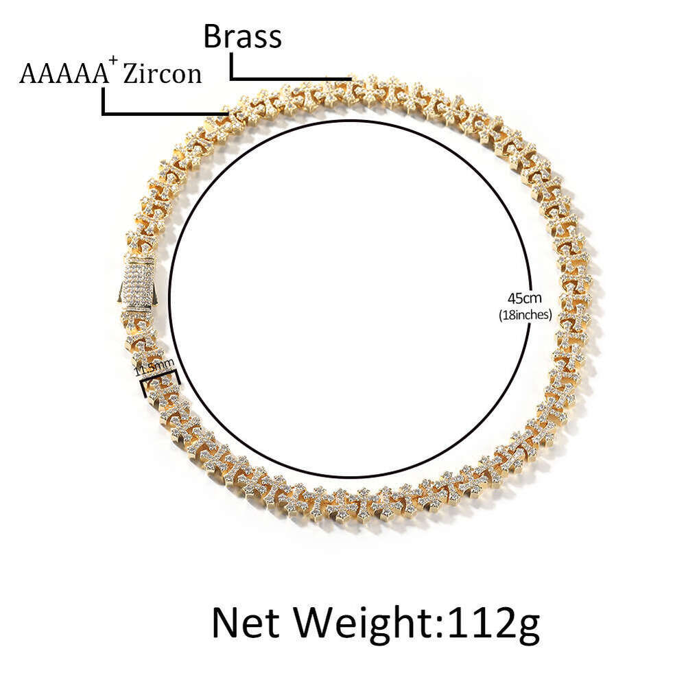 Lanjia- Hip Hop Rap For Men Street Style Dia-Encrusted Cross Necklace Bold Trendy Versatile Accessories 8C69a