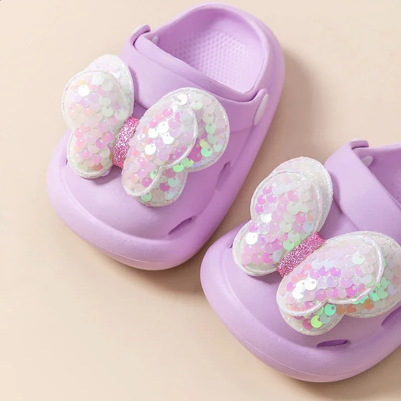 Girls EVA Slipper Summer Bow Sandals Sequined Princesse Children Flash Diamond Party Dress Shoes for Kids Slides 250827