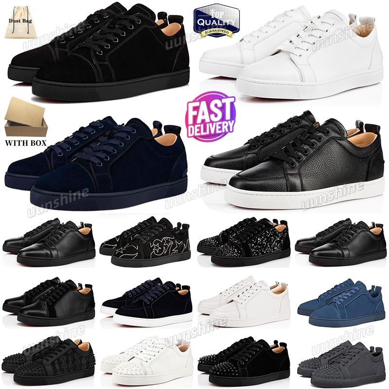 With Box Designer Dress Shoes Top Quality Luxury Low Dress Shoes Glitter Grey Leather Suede Black White Men Women Fashion Spikes Office Career Wedding shoes
