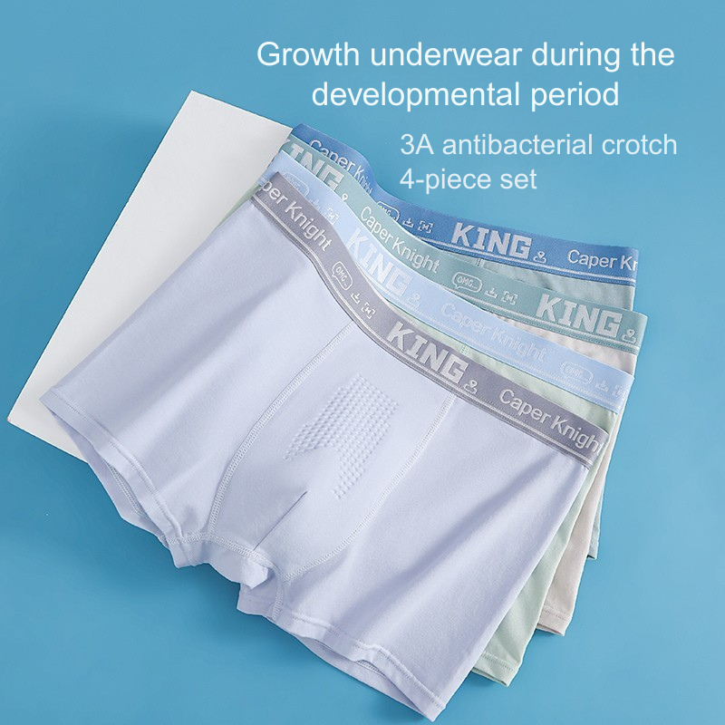 Kids' Premium Breathable Cotton Boxer Shorts for Teenage Males Combination of 4 items - SN03