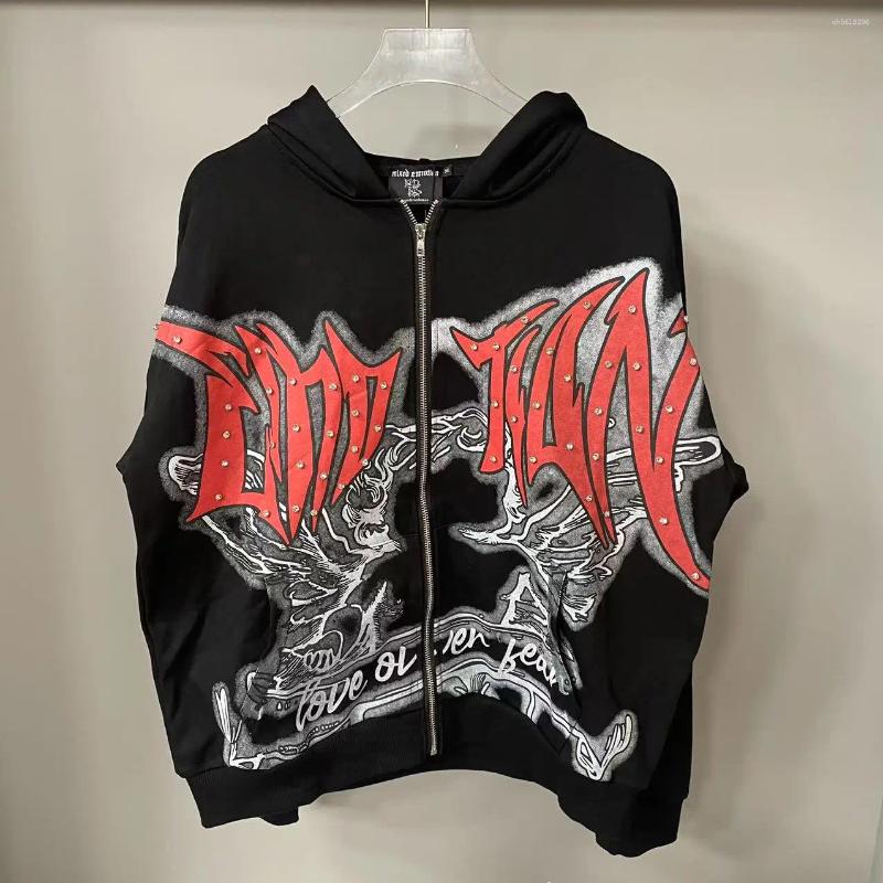 Designer Men's Hoodies Streetwear Rhinestone Drill Zipper Hooded For Men And Women Brilliant Diamond Loose Casual Cardigan Sweatshirts