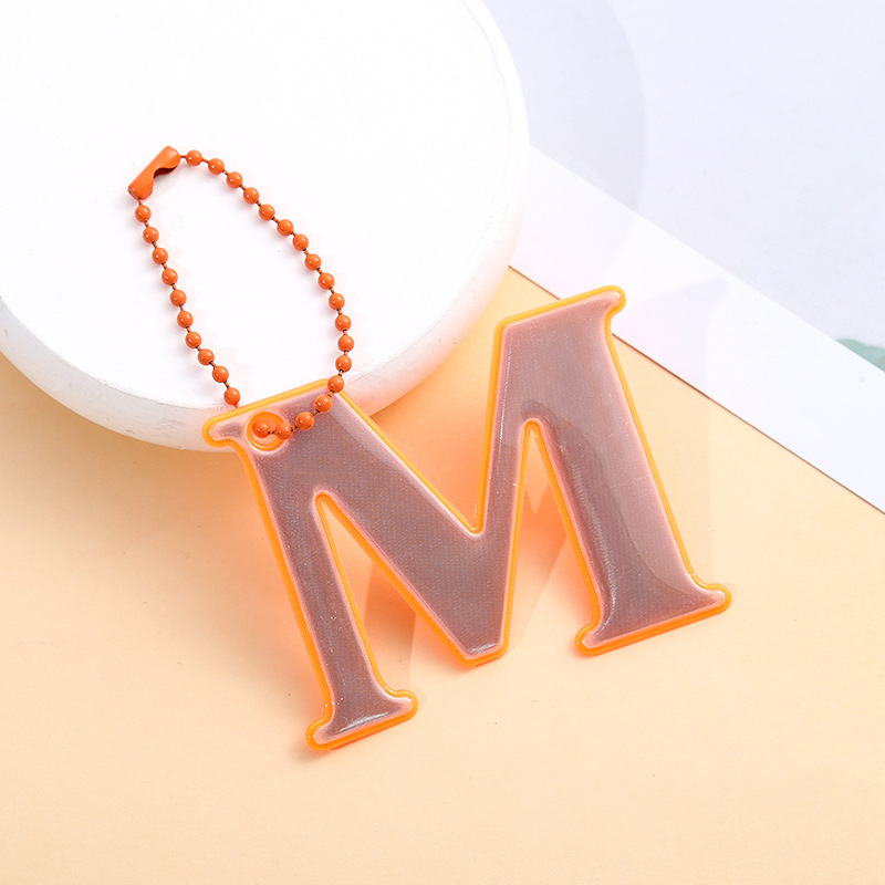 High Visibility Reflective M Letter PVC Keychain for Night Riding Backpack Keychain Pendant