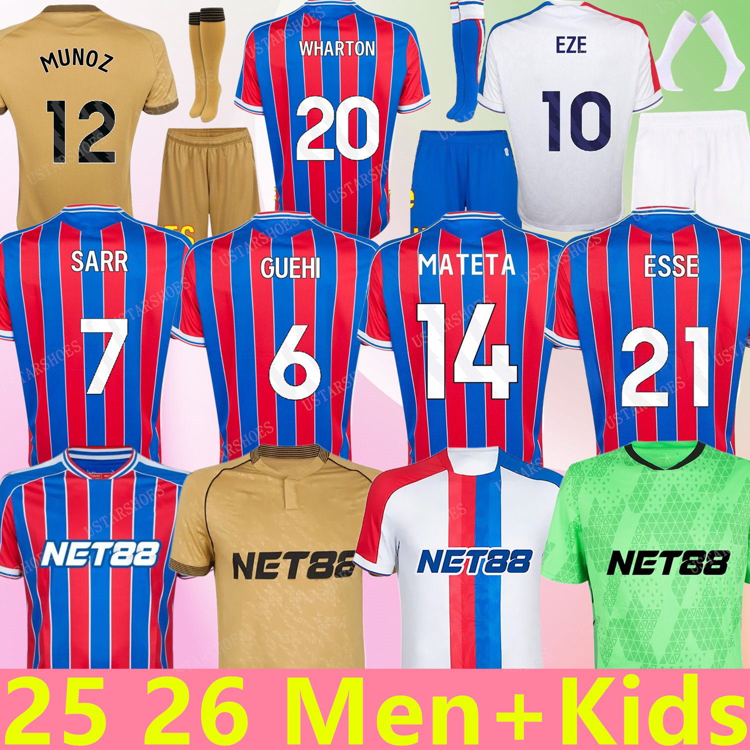 2025 2026 Crystals Soccer jersey WHARTON DOUCOURE GUEHI OLISE 25 26 Crystal EZE MATETA EDOUARD LACROIX WARD Top fan kids kit player version football shirt Palaces