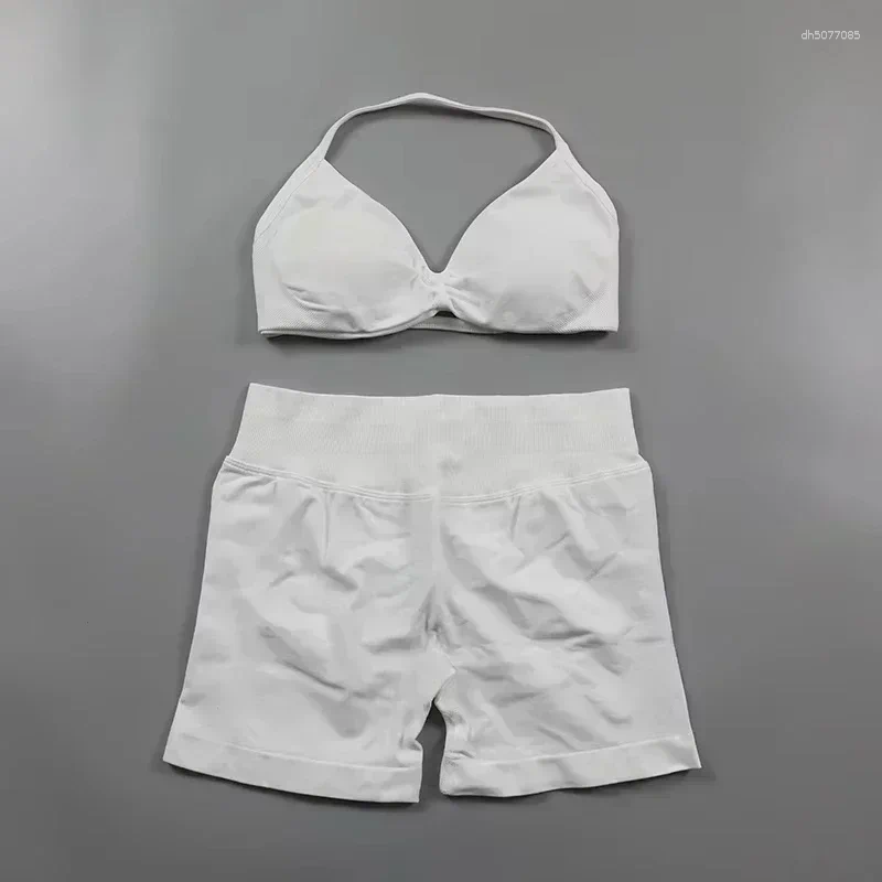 Women's Tracksuits 2Pcs Gym Set Seamless High Waist Leggings Sports Bra Top Workout Outfit Fitness Activewear Running Training Clothes