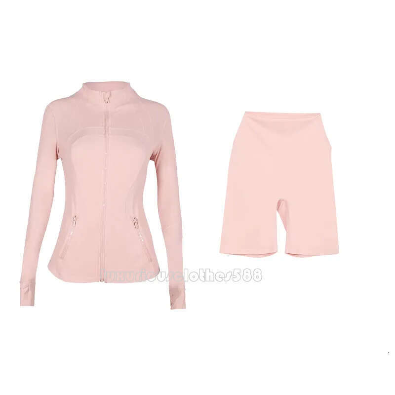 Factory direct sales Gym Jackets and leggings shorts Yoga Workout Elastic WaistFiess quick dry Activewear sets full-dimensional ergonomic design craft