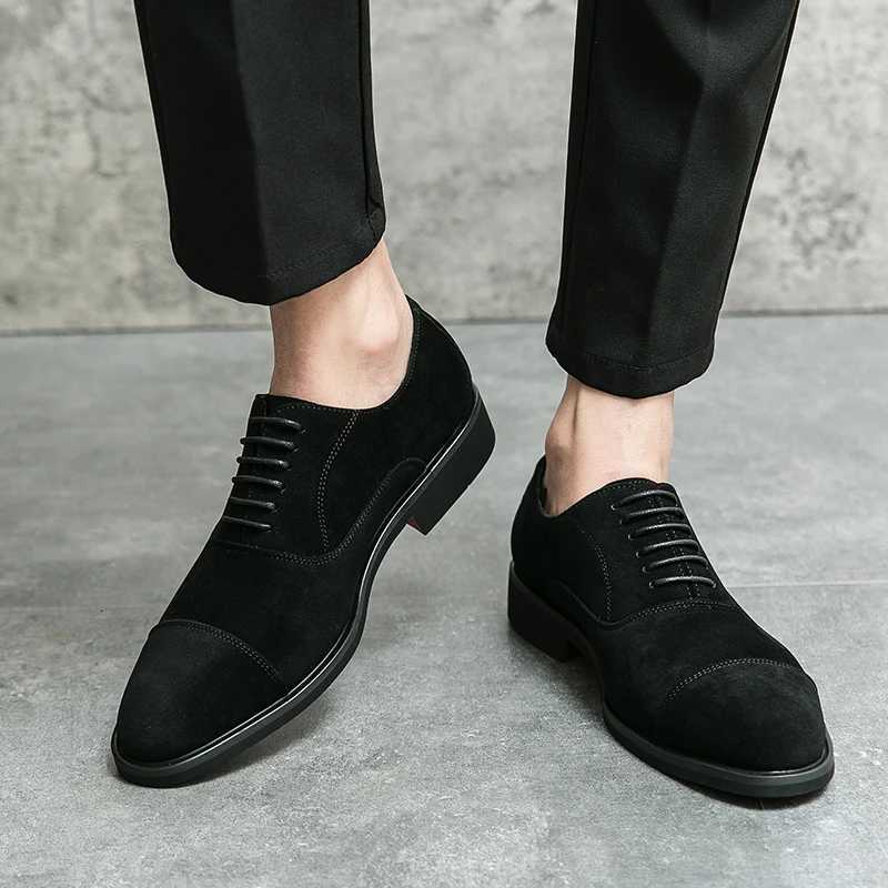 New Designer Formal Luxury Wedding Business Office Brogue Dress Mens Casual Suede Leather Black Shoes for Men LoafersXJ250827
