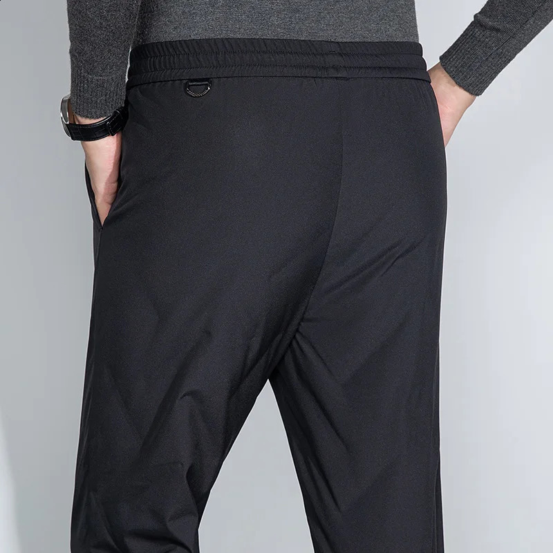 Mens Lightweight Duck Down Puff Pants Winter Cosy Warm Padded Straight Trousers Business Casual Menswear Leisure Style 250826