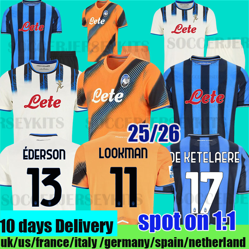 2025 2026 FC Atalanta BC Soccer Jerseys LOOKMAN 2025 2026 MURIEL DE ROON EDERSON ATA BC Bergamasca RETEGUI maglia Men kids kit 25 26 Football Shirts