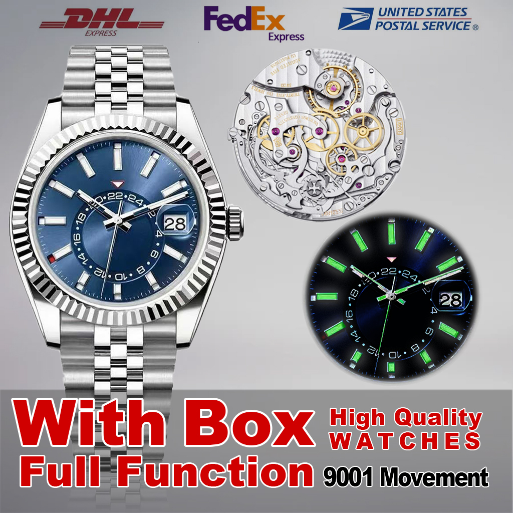 Men Designer Watches High Quality montre Top N Factory Mens Automatic Mechanical Full Function 9001 movement Luminous Diving Watch Free home delivery