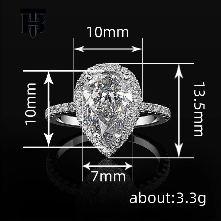 2025 New Jewelry Creative Designer Jewelry Wedding Ring, Sparkling Water Drop-shaped Zircon Wedding Ring, Women's Wedding Jewelry Wholesale