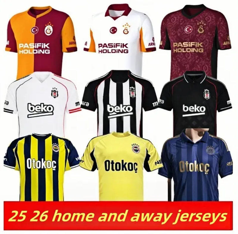 25 26 Turkey Galatasaray home away Soccer Jerseys ICARDI ZIYECH 25 26 Besiktas ARDA GULER JOAO PEDRO Fenerbahce Mens Football Shirts AA