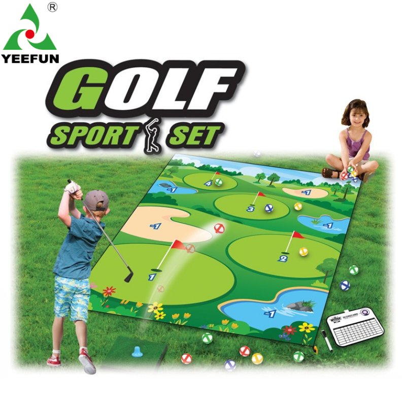 Kids' Backyard Golf Practice Play Mat - Realistic - looking Course Design with Fun Elements for Indoor and Outdoor Play