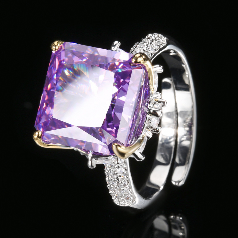 PANSYSEN 7 Colors Green Emerald Rings for women Green Pink Red Purple Gemstone S925 Silver Jewelry Engagement Ring Size 5-12 LY191217