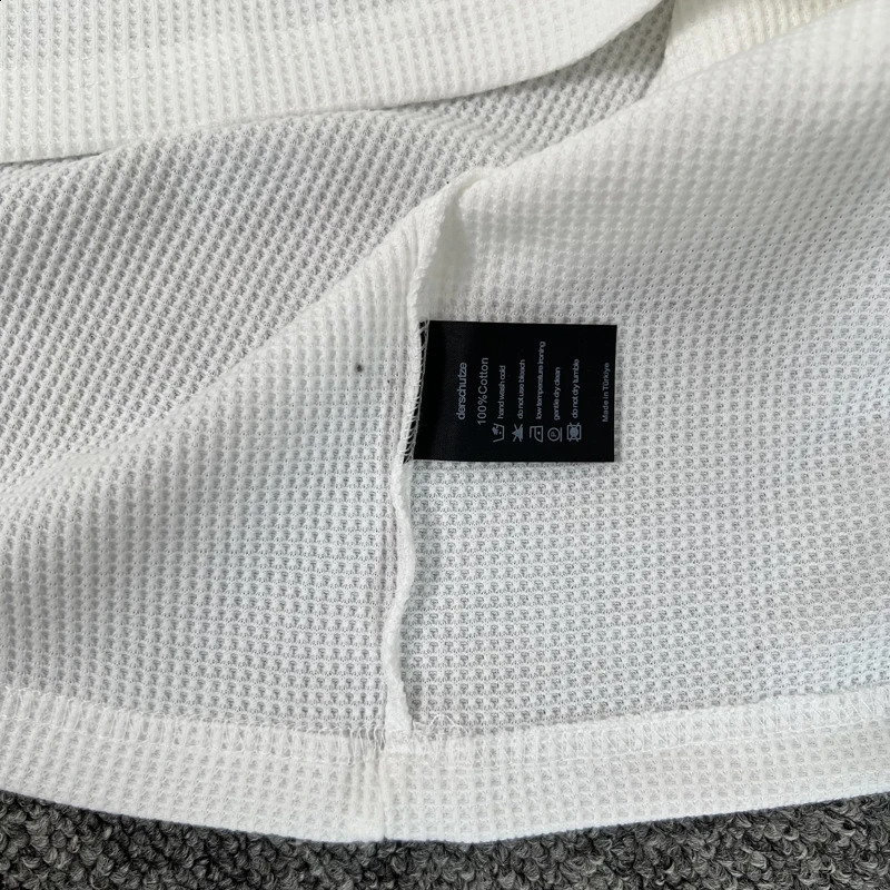 Waffle Long Sleeve Embroidery Sakura Derschutze Blossom T Shirt Men Women Casual Loose High Quality Breathe Tshirt Clothes 250826