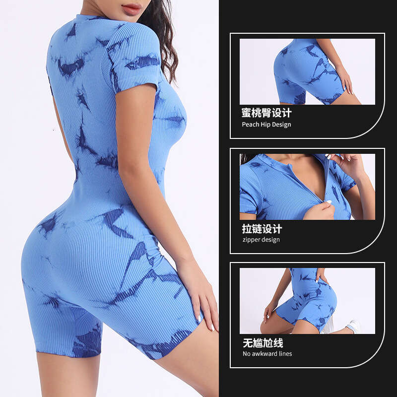 New Tie-Dye Jumpsuit One-Piece Stretch Hip-Lifting Tight Sports Quick-Dry Yoga Outfit Set for Women 68