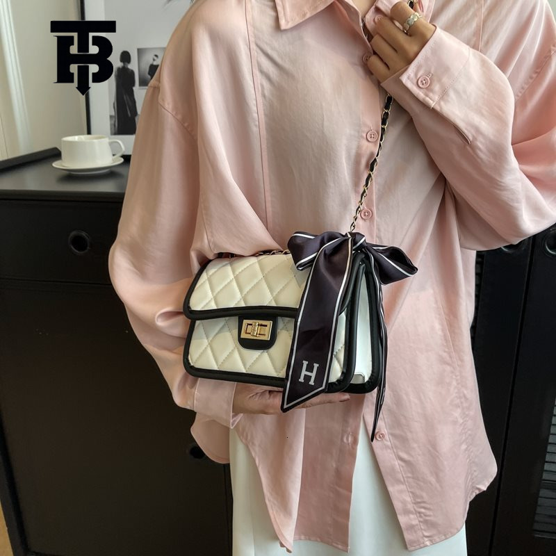 TB BHULAMTE Designer Luxury Women's High End Diamond Grid Chain Shoulder Underarm Bag Fashionable And Unique Mini Handbag Splicing Small Square B