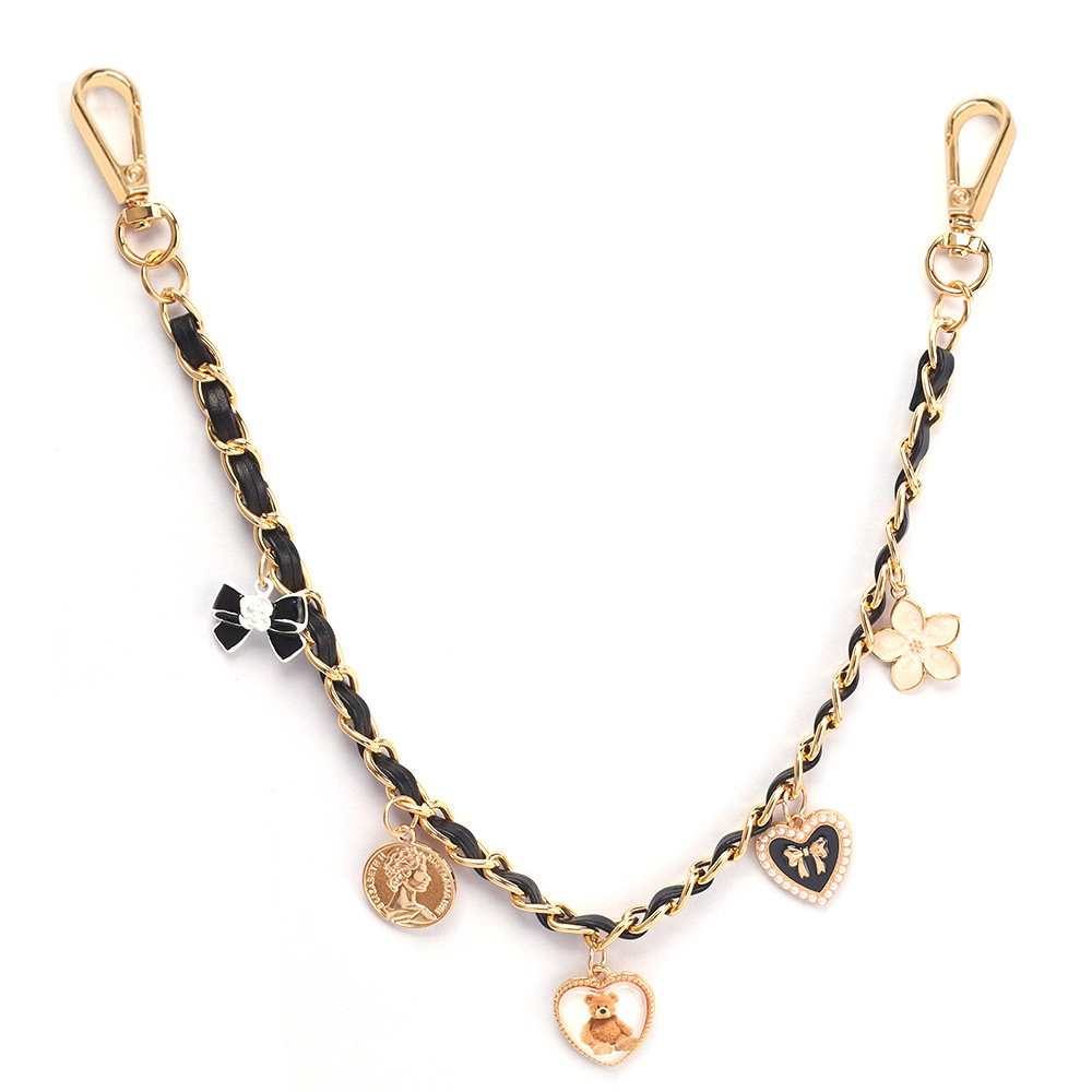 Fashion Handbag Charm Multi Pendant Flower Heart Double Chain Pearl Crossbody Bag Adornment Diagonal Phone Strap ShoulderBag Replacement Chain