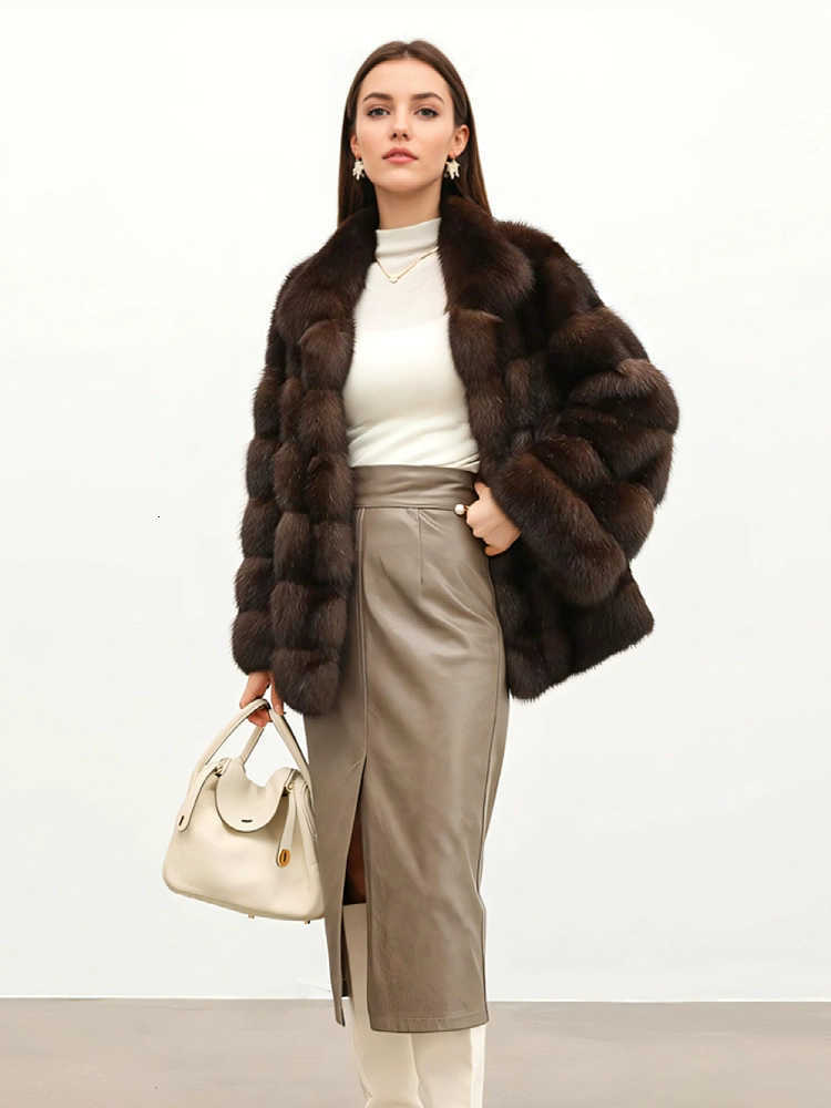 2024 New "Full Sky Stars" Russian mink coat, women's artificial fur autumn and winter fashion hooded faux fur coat W241010