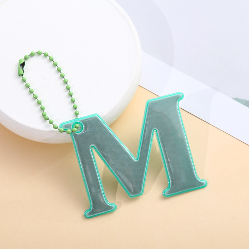 High Visibility Reflective M Letter PVC Keychain for Night Riding Backpack Keychain Pendant