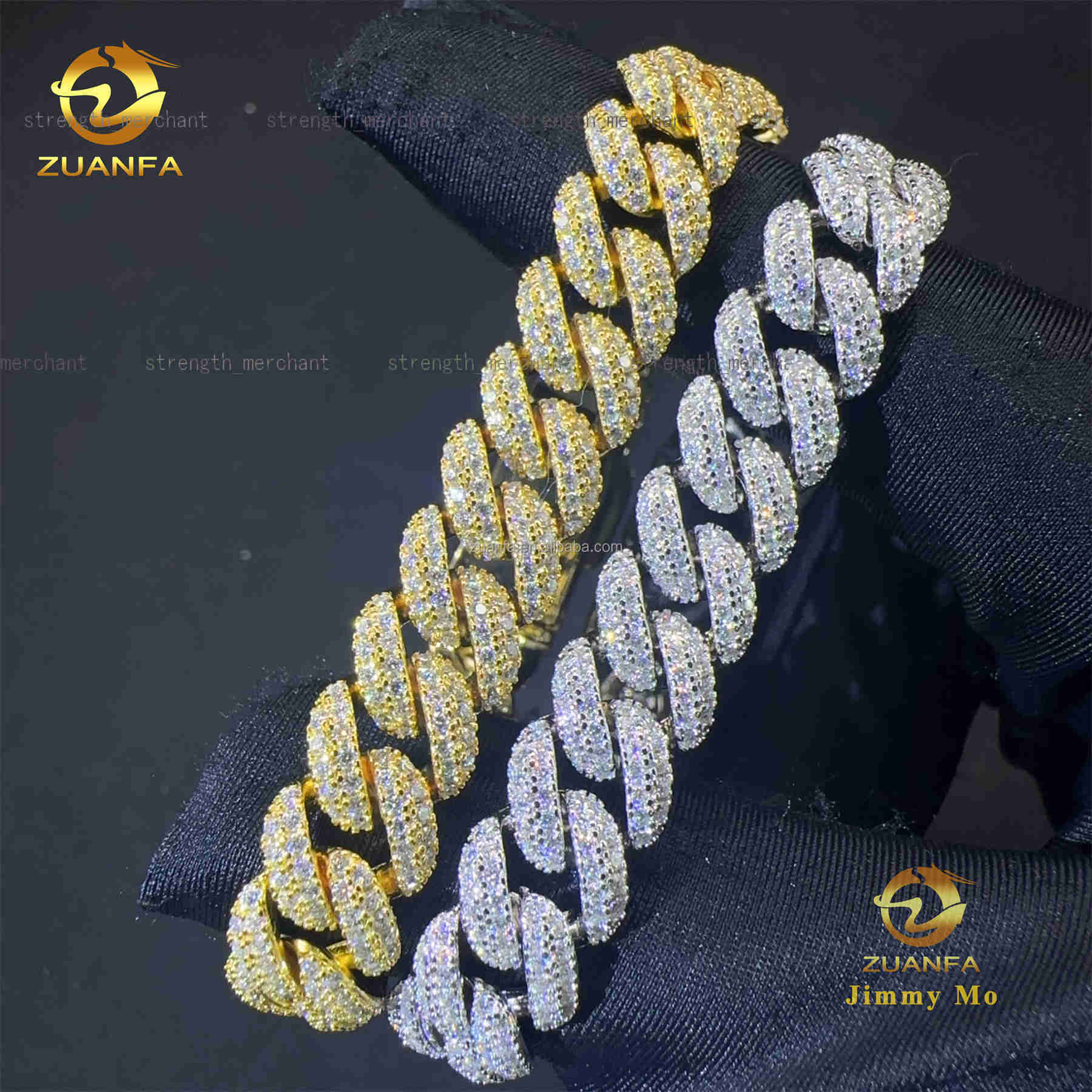 Bulk Stock Pass Diamond Tester 10mm 2Rows Stone 925 Silver Iced Out Hip Hop Jewelry Moissanite Diamond Miami Cuban Bracelet