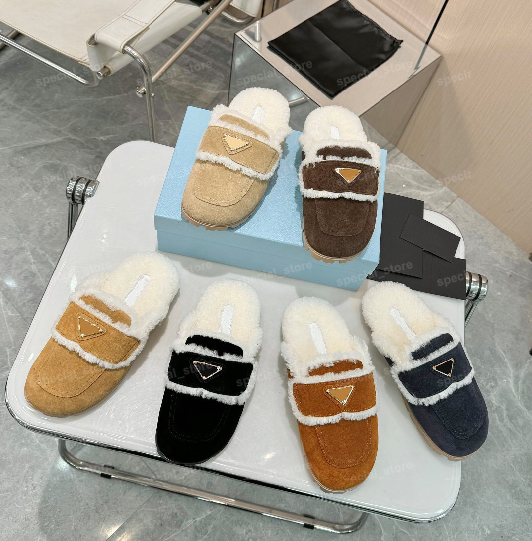 womens slippers designer sandal flat comfort clog suede shearling slipper fur slides leather platform mule fashion luxury falt
