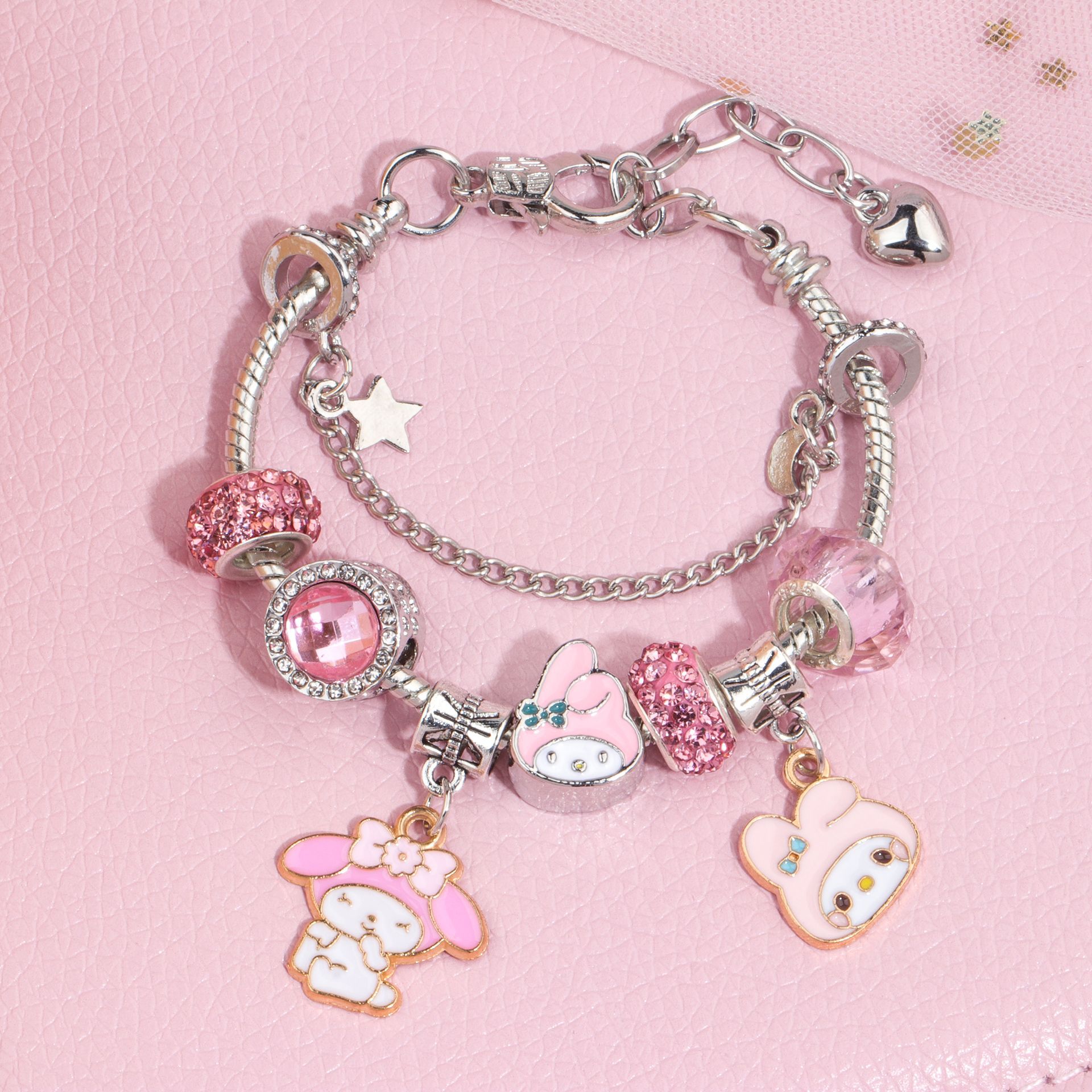 Handmade Designer Jewelry Beaded Bracelet with Cartoon Kuromi Labubu Charms - Trendy Kawaii Accessories for Fashion - Loving Women My Melody Cinnamoro