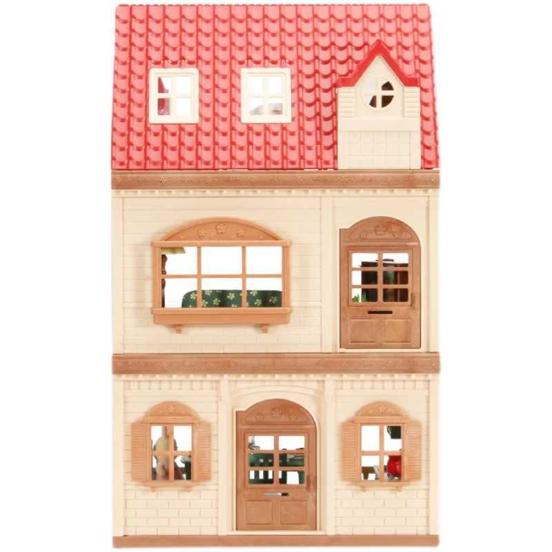 Simulation Kitchen Forest Family Small House Double ThreeStory Villa Reindeer Animal Model Girl Dollhouse Furniture Toy Gifts X2508261