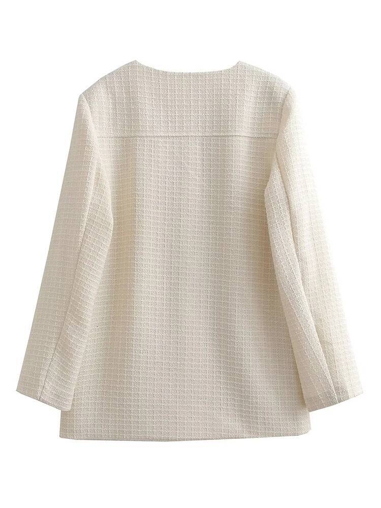 Vintage Women Elegant Tweed Skirts Suits 2023 Fashion Ladies Y2K Slim Beige Two Piece Set Casual Female Chic Blazer Suit dongdumaoyi