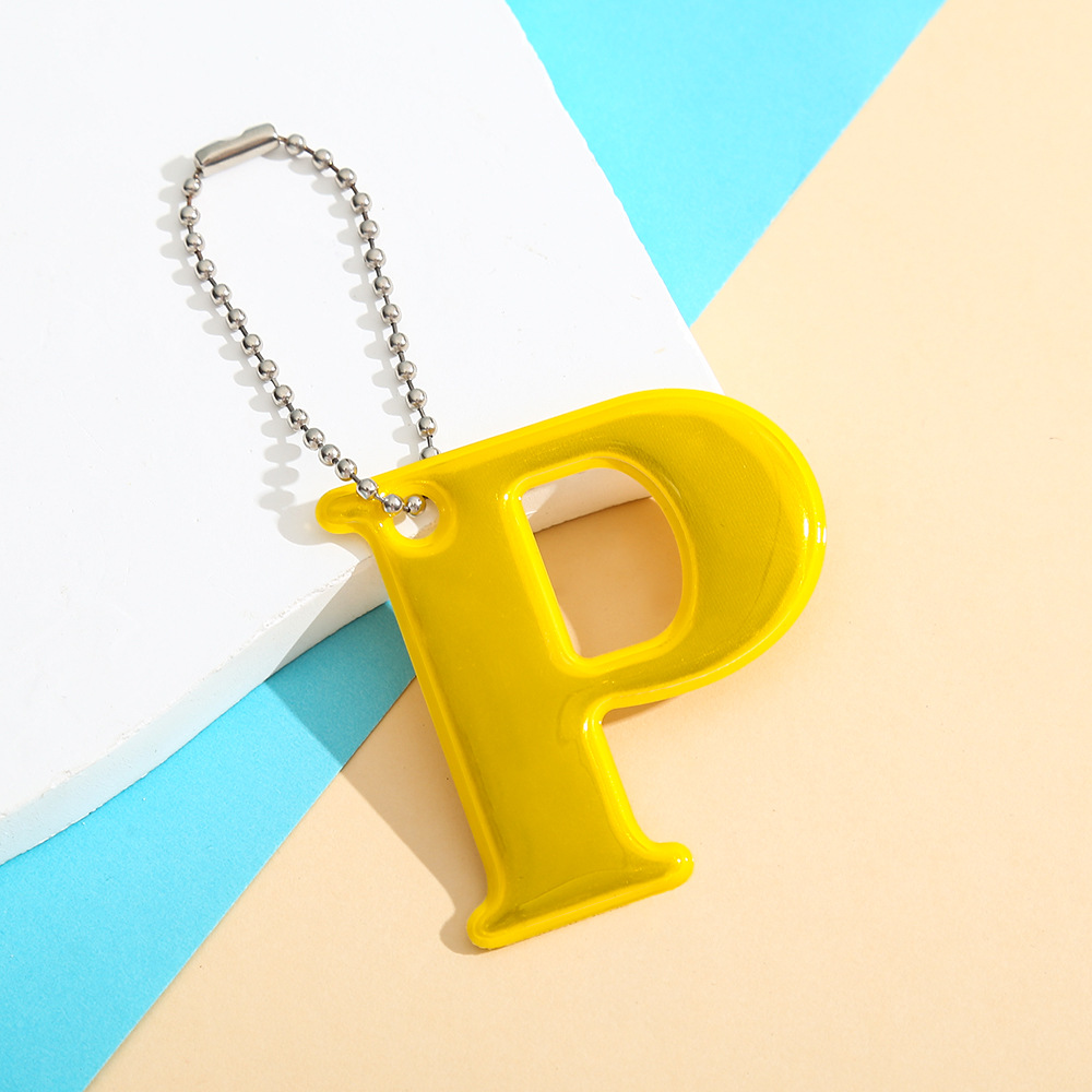 Multicolor Reflective Letter 'P' Shape Backpack Charm for Keys & Bags