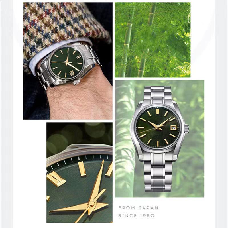 GS Business Scan Second Quartz Watch Mens Casual Wristwatch Fashion with Calendar Steel Band Watch 240716