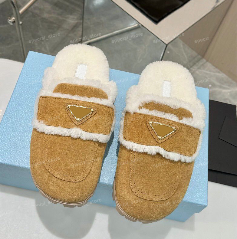 slides designer women flat shoes comfort clog suede fuzzy slipper fur slides leather platform mule house winter fashion shearling slides casual slide