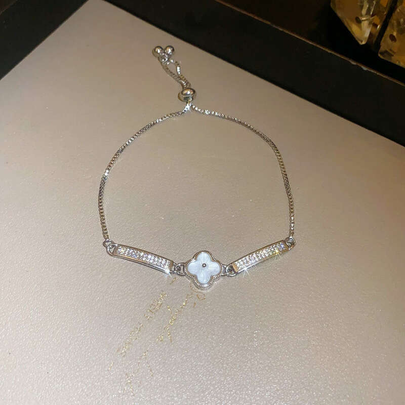 Luxury Designer For Women 4-leaf Clover Bracelet Single row tennis Chain Gold Zircon Shell Diamond Pullout High-End Versatile Commuter designer bracel - view 7