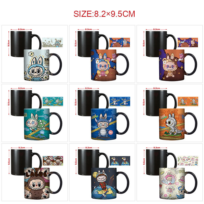 Labubu Anime Color-Changing Mug Water Cup Hot Water Cup Ceramic Cup Coffee Cup Tea Cup Christmas Gift Holiday Gift Durable Ceramics Design Labubu Cart