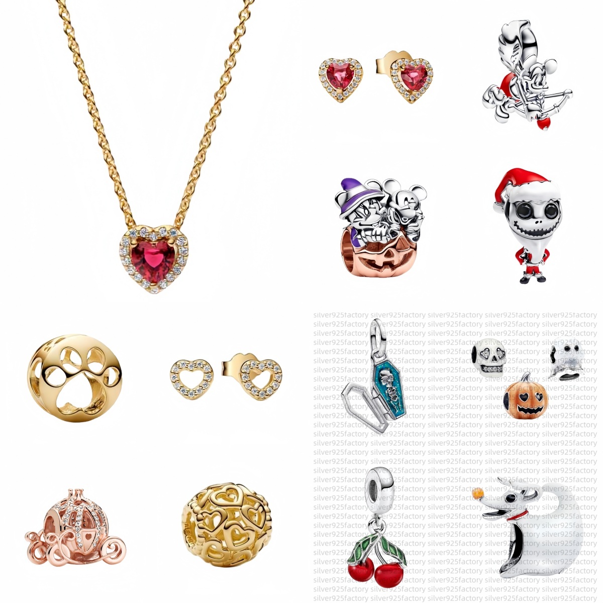 NEW charms 925 Silver The Nightmare Before Christmas Jacks Skellingtons Charm Pendant Fit Bracelet Necklace Classic Matching designer luxury jewelry Gifts