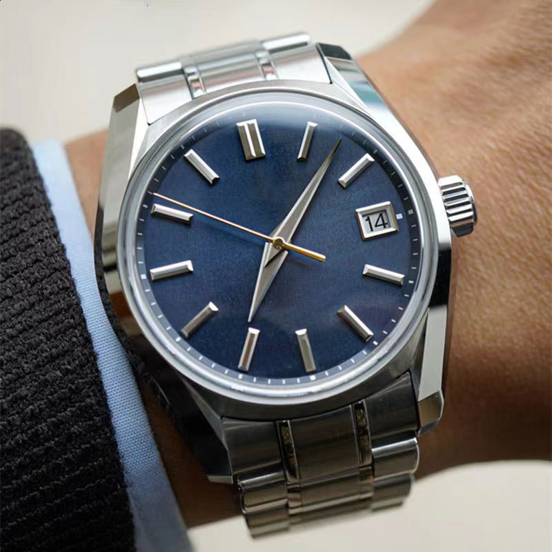 GS Business Scan Second Quartz Watch Mens Casual Wristwatch Fashion with Calendar Steel Band Watch 240716