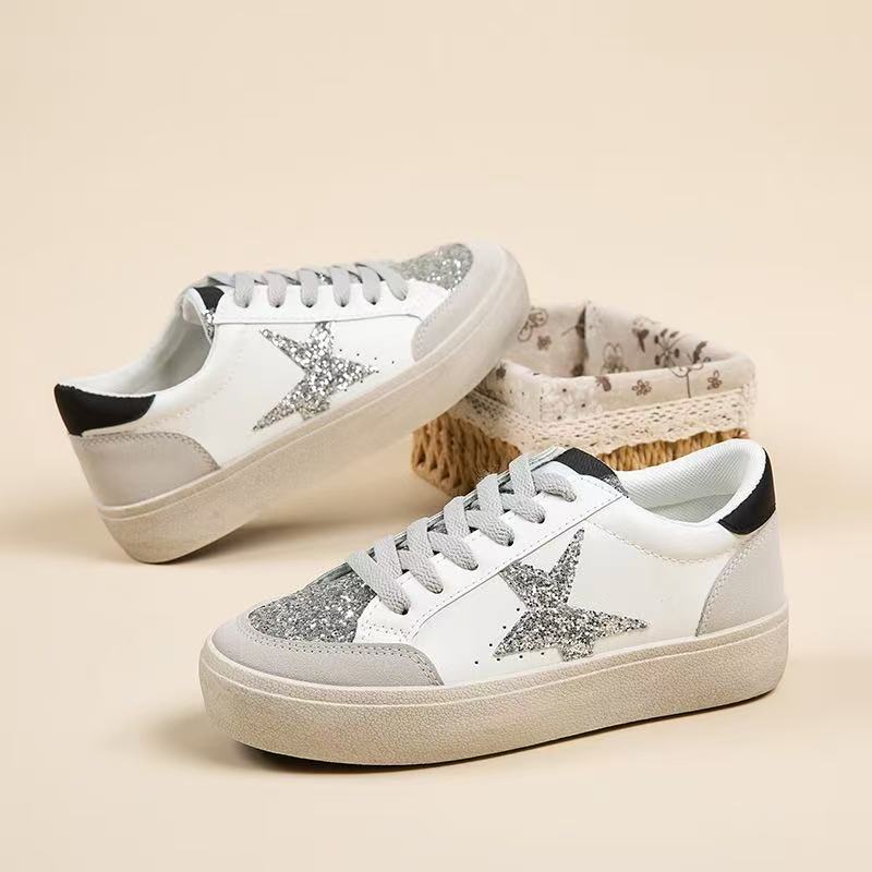 2025 Autumn New Lightweight Board Shoes, Anti Slip Soft Sole, Women'S Thick Sole Casual Shoes, Fashionable Star White Shoes