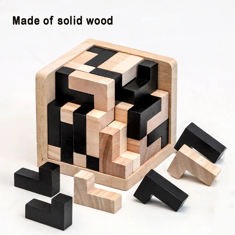 3D Cube Puzzle Luban Interlocking Creative Educational Wooden Toy Brain Mind Early Learning Game Gift For Children Letter 250827