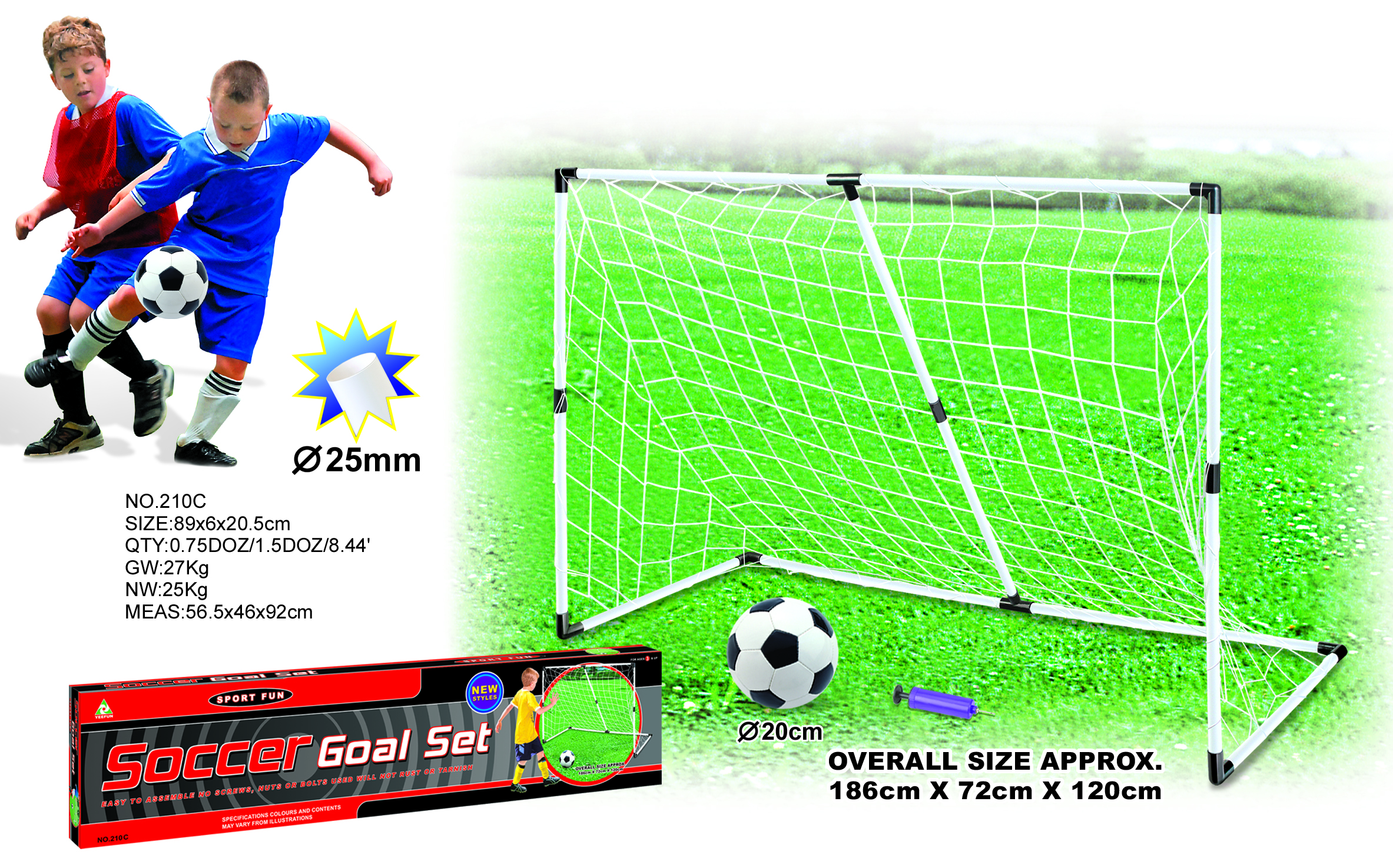 Children Football Goal Set for Backyard Garden Beach, Foldable Soccer Net with 1 Balls, PP Frame Outdoor Sports Games Toys Gift for Boys