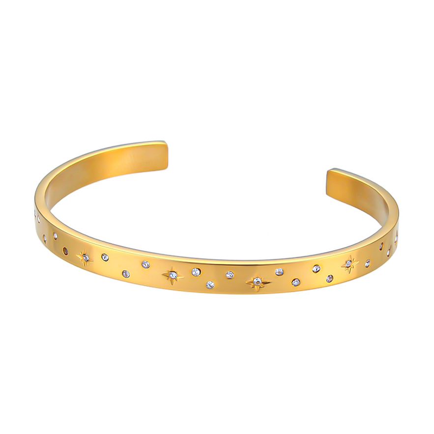 Bracelet Designer Bracelet Bangle Luxury Jewelry Hot Selling Open Cuff Stainless Steel Round Zirconia Octagram Star Pentagram Charm Bracelet for Women