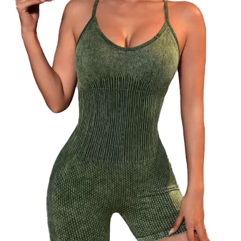 Sanded Naked Feel Yoga Strap Jumpsuit for Women Outdoor High-Intensity Dance Fitness Brushed Sports Bodysuit