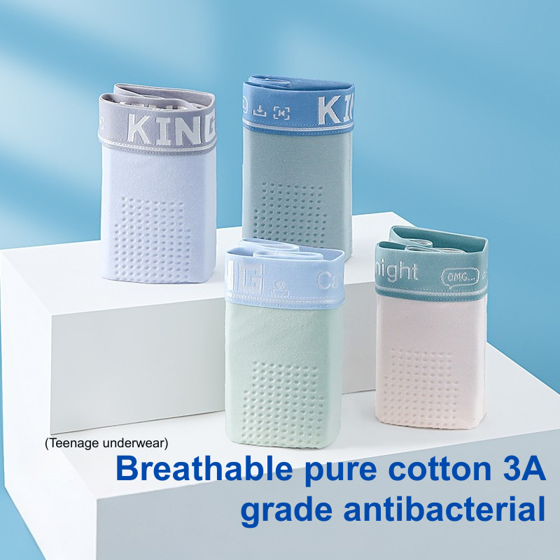 Kids' Premium Breathable Cotton Boxer Shorts for Teenage Males Combination of 4 items - SN03