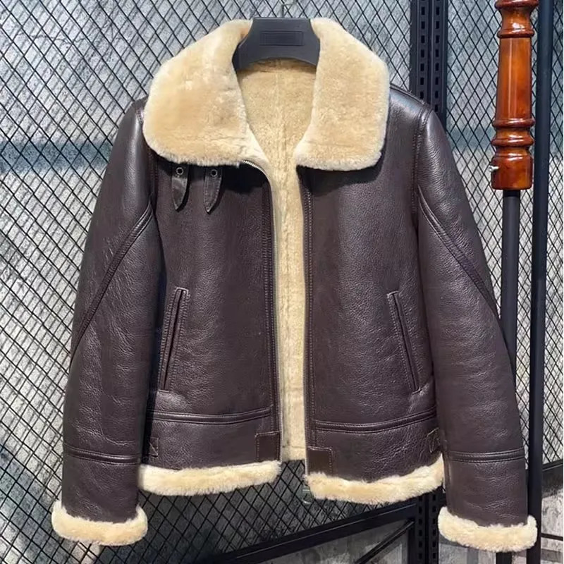 CC SHop Genuine leather jacket with furWinter warm women 100 shearling coatStreet sheepskin wool jackets 250826