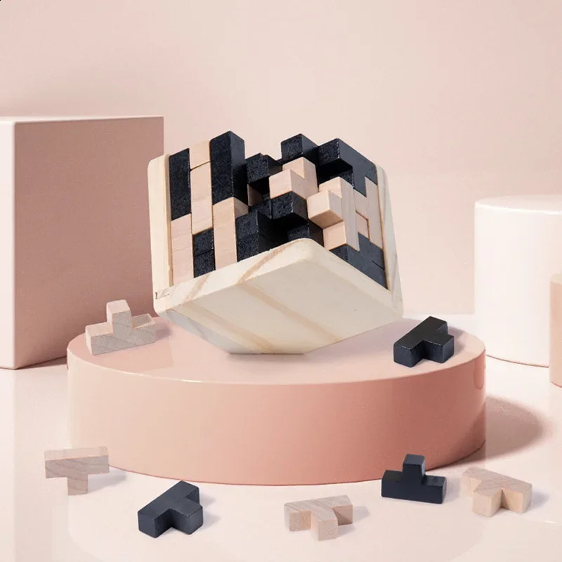 3D Cube Puzzle Luban Interlocking Creative Educational Wooden Toy Brain Mind Early Learning Game Gift For Children Letter 250827