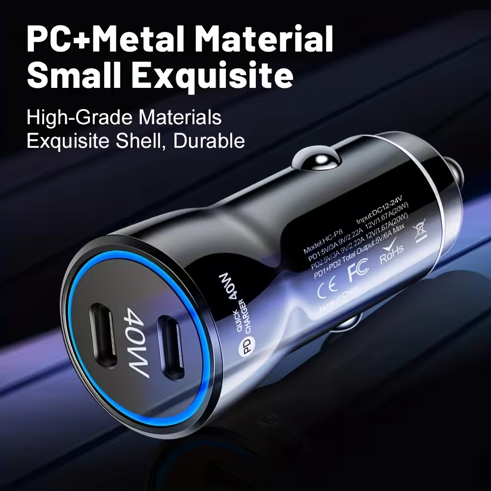 60W 40W Dual USB C Ports Car Charger Type c PD Chargers Adapter For Iphone 15 16 17 Plus Samsung S24 S25 htc lg android phone With Retail Box