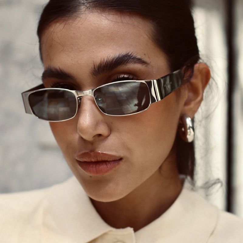 2025 Small Square Metal Sunglasses for Women Luxury Minimalist UV 400 Protection Fashion Shades
